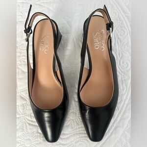 Franco Sarto Womens Racer Black Slingbacks Size 35.5 EUR